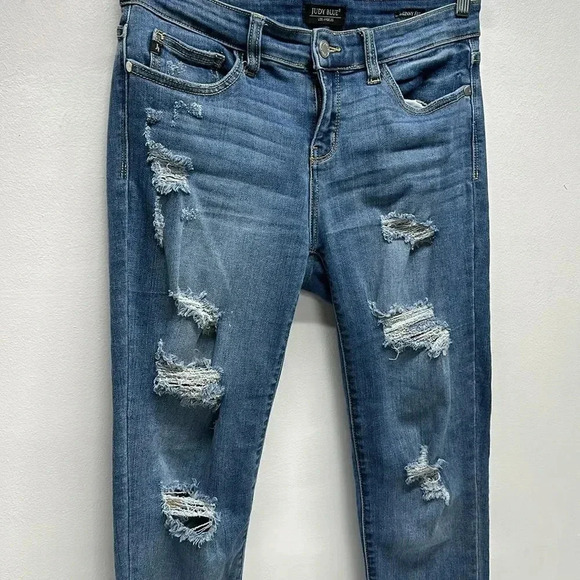 Judy Blue Skinny  Denim Jeans Jean High Rise Distressed Ripped Boyfriend 9 / 29 - Picture 3 of 11